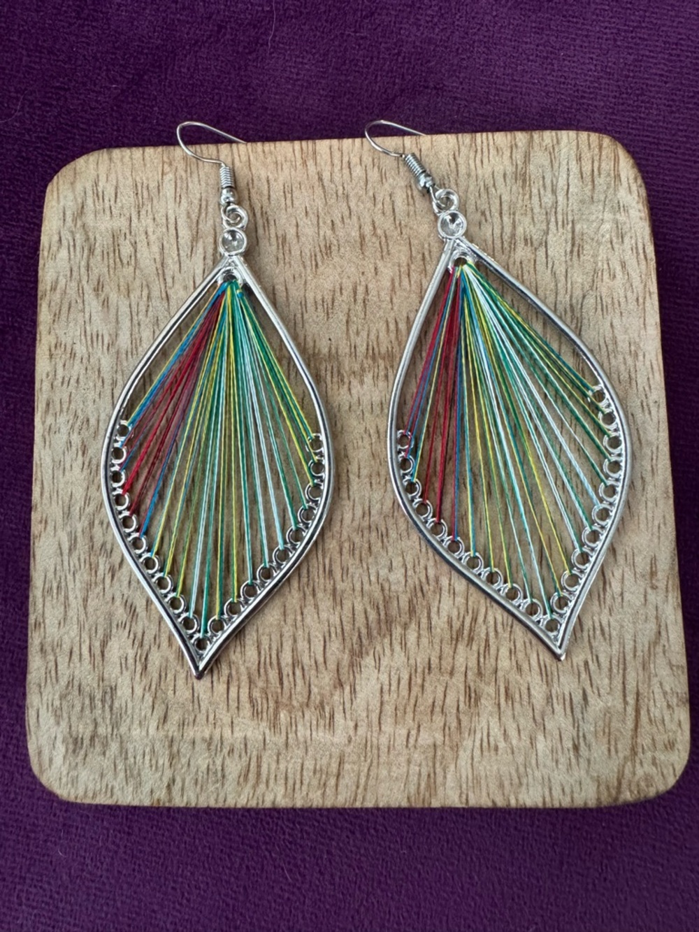 Multicolor Thread Leaf Drop Earrings - Women Jewelry